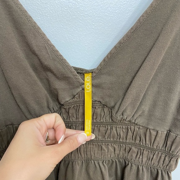 Lole Kaki Smocked V Neck Dress - Picture 5 of 7